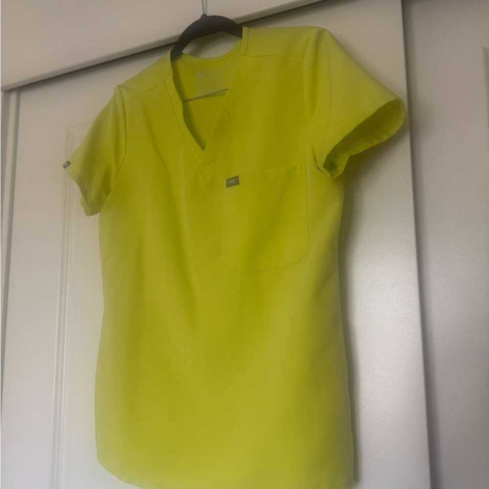 Figs Bright Yellow Short Sleeve Women's Scrub Top XS